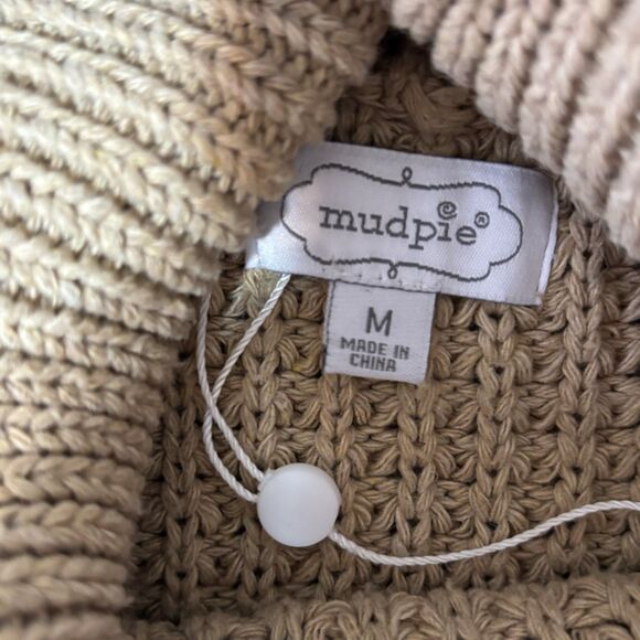 MudPie Randi Waffle Knit Sweater Tan Cowl Neck Chunky Wool Blend - Picture 7 of 9